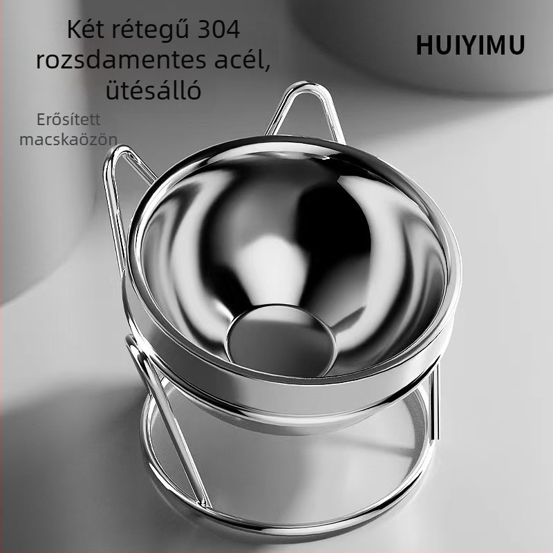 304 rozsdamentes acélból készült emelt macskatál etetéshez, anti-tilt kialakítás és ferde perem