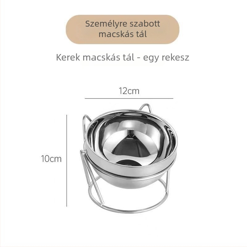 304 rozsdamentes acélból készült emelt macskatál etetéshez, anti-tilt kialakítás és ferde perem