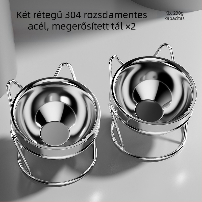 304 rozsdamentes acélból készült emelt macskatál etetéshez, anti-tilt kialakítás és ferde perem