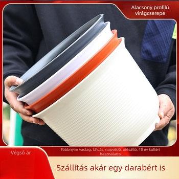 Műanyag virágtartó, padlón álló, egyszerű stílus, otthoni kertészkedéshez