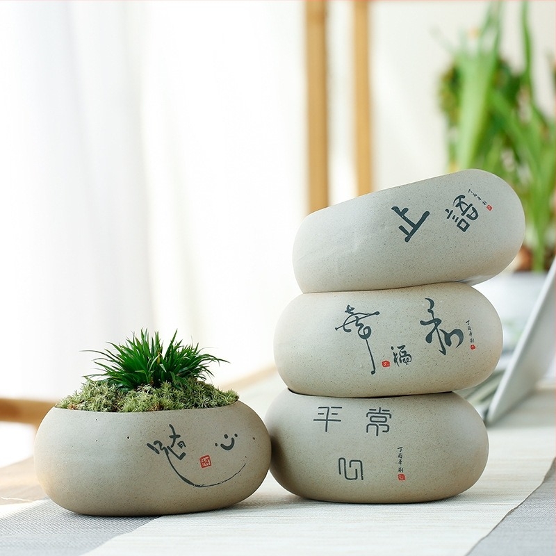 Retro kerámia virágtartó succulensekhez és money planthez, asztali hidroponikus dekoráció