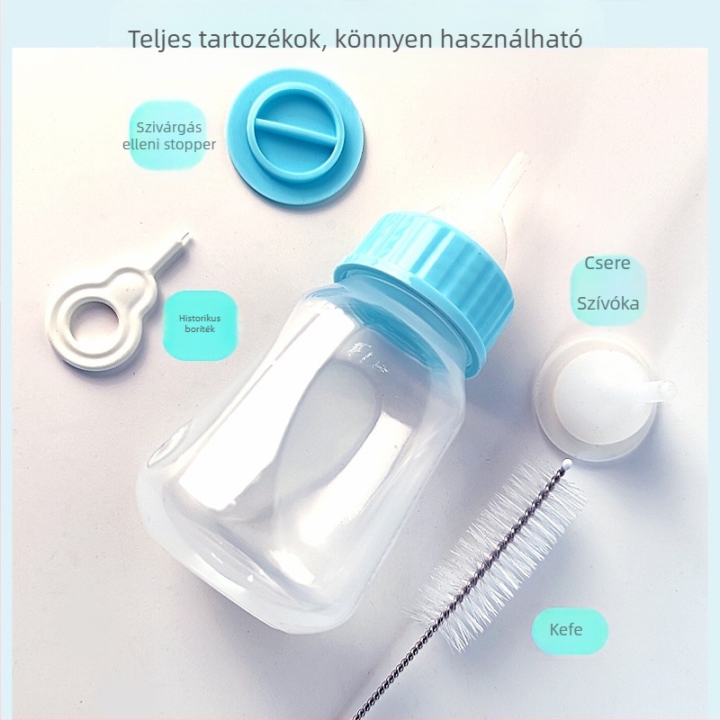 Nonich műanyag cumisüveg kiscicáknak, harapásálló etetőcumival