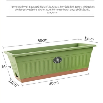 Műanyag téglalap alakú balkon virágtartó zöldségtermesztéshez — lélegző, korrózióálló, asztali vagy padlón álló használat, alkalmas irodára, otthoni kertészkedésre és balkonkert számára