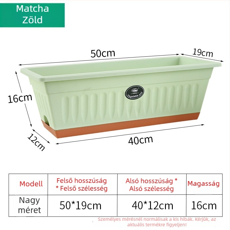 Műanyag téglalap alakú balkon virágtartó zöldségtermesztéshez — lélegző, korrózióálló, asztali vagy padlón álló használat, alkalmas irodára, otthoni kertészkedésre és balkonkert számára