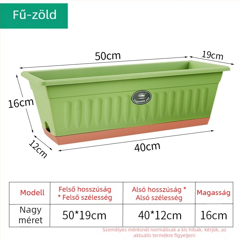 Műanyag téglalap alakú balkon virágtartó zöldségtermesztéshez — lélegző, korrózióálló, asztali vagy padlón álló használat, alkalmas irodára, otthoni kertészkedésre és balkonkert számára