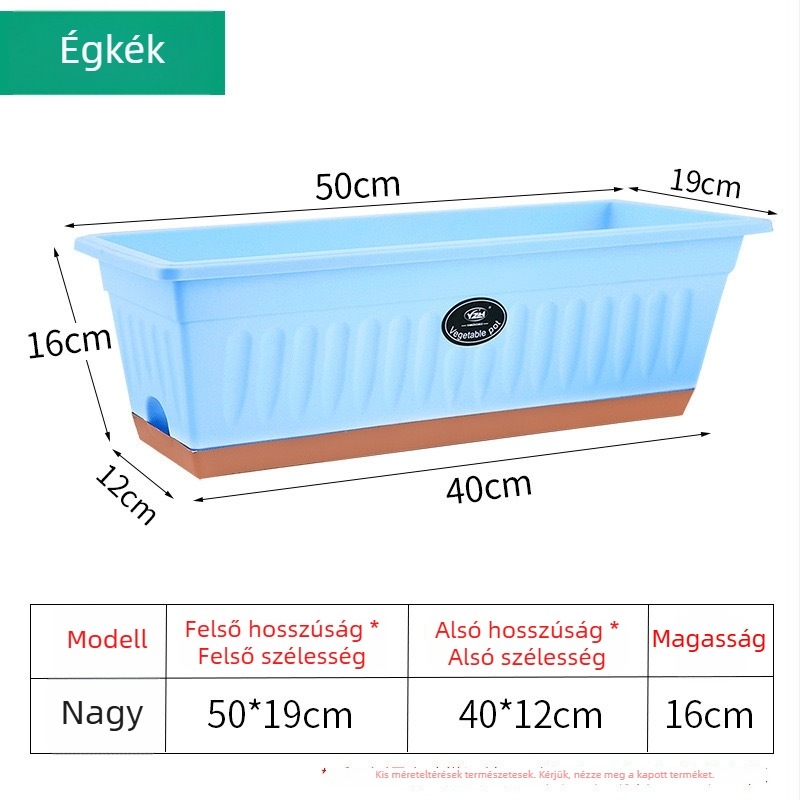 Műanyag téglalap alakú balkon virágtartó zöldségtermesztéshez — lélegző, korrózióálló, asztali vagy padlón álló használat, alkalmas irodára, otthoni kertészkedésre és balkonkert számára