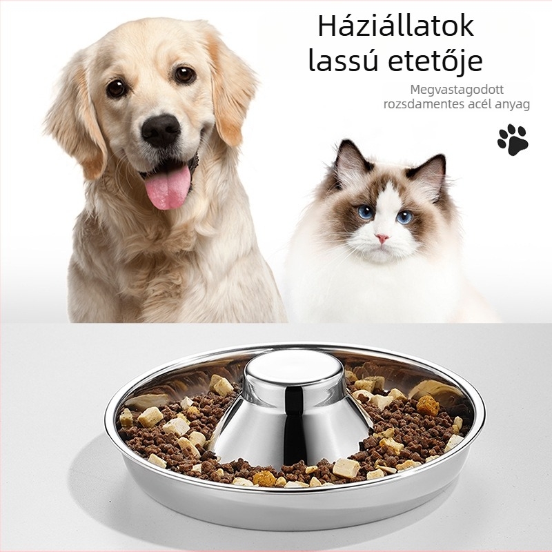 Happy in rozsdamentes acél macska etetőtál anti-tip kialakítással