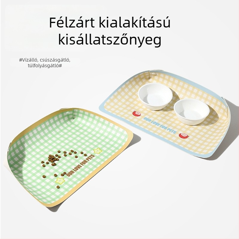 PU bőr etető alátét macska- és kutyatálákhoz, csúszásmentes, vízálló és olajálló, különböző méretekben