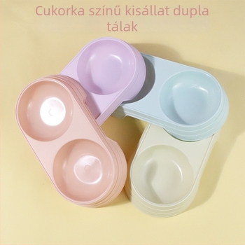 Magasított műanyag kettős etetőedény macskáknak és kutyáknak – víz és étel