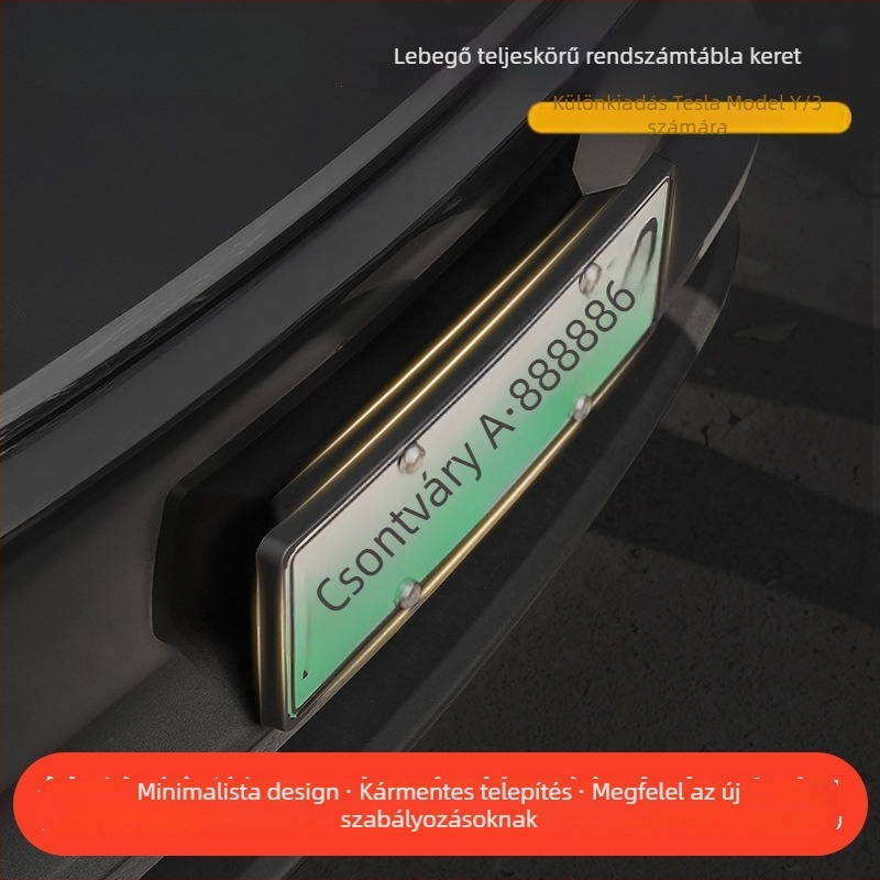 Tesla Model Y/3 rendszámtábla tartó – műanyag, Tesla-kompatibilis, testreszabás elérhető