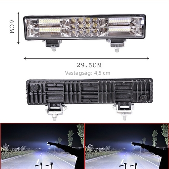 Autóhoz való LED csíklámpa – tetőre szerelhető, 100W, 12–80V, IP67, öntött alumínium + PC ház, élettartam 50 000 óra