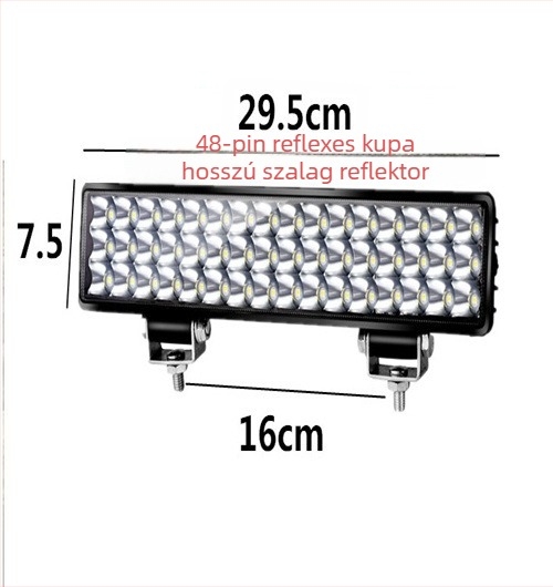 Autóhoz való LED csíklámpa – tetőre szerelhető, 100W, 12–80V, IP67, öntött alumínium + PC ház, élettartam 50 000 óra