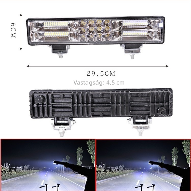 Autóhoz való LED csíklámpa – tetőre szerelhető, 100W, 12–80V, IP67, öntött alumínium + PC ház, élettartam 50 000 óra