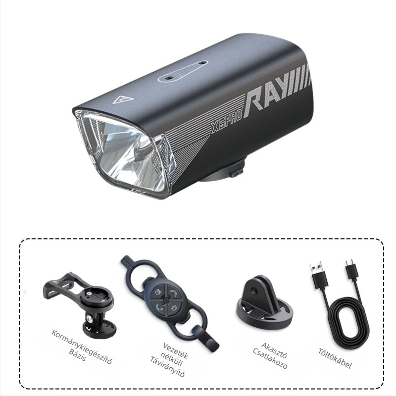 Kerékpár első lámpa 1800 lm, függő szerelés, vezeték nélküli távvezérlő, anti-glare, vízálló