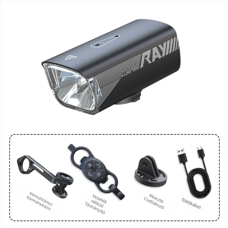 Kerékpár első lámpa 1800 lm, függő szerelés, vezeték nélküli távvezérlő, anti-glare, vízálló