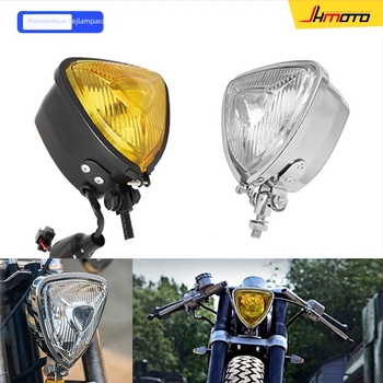 Motorkerékpár fényszóró, fémből készült háromszög alakú előfény, modell JH333, 12V, 35W, levehető lámpatakaró