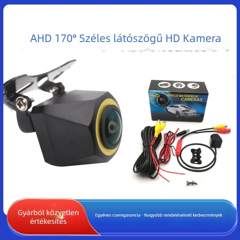 Autóhátrameneti kamera 170°-os széles látószöggel, AHD videójel, 720P felbontás, 12V tápegység, tükrözött kép