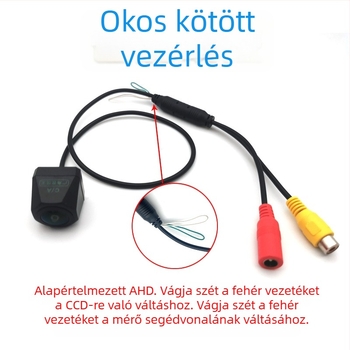 Kettős váltású hátsó kamera autó navigációs rendszerekhez, AHD/CCD, 720p, 12V, állítható szög