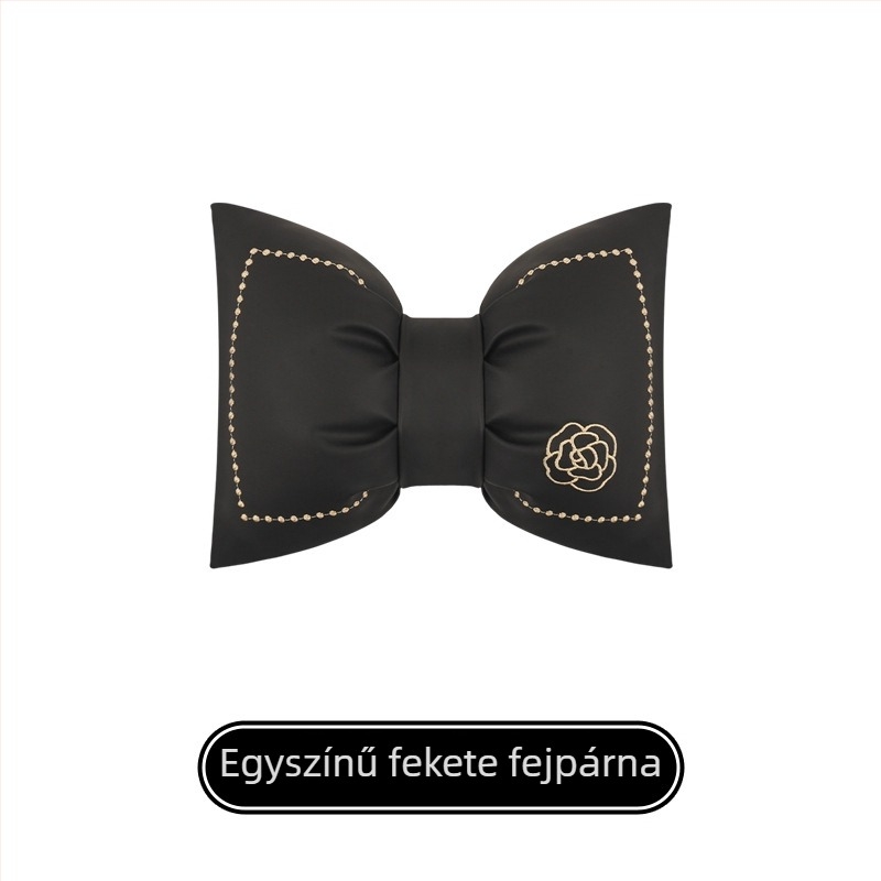 Autófej- és derék párnaszett műbőrrel és masni hímzéssel, univerzális illeszkedés, töltőanyag szintetikus rost, egész éves használatra