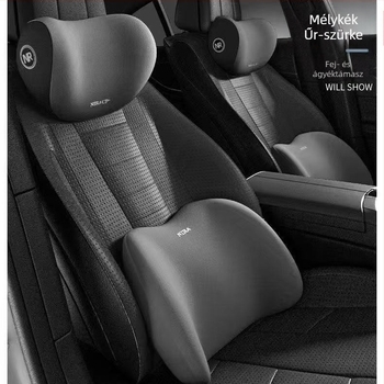 Autófej- és nyakpárna – memóriahab, ágyéki párna, lélegző tej-selyem anyag, univerzális illeszkedés