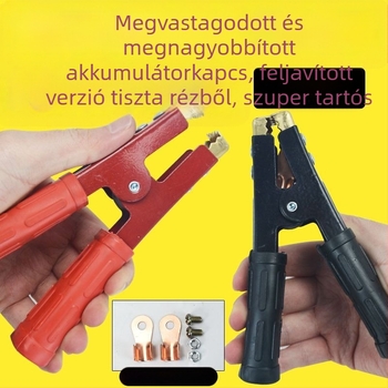 Autó akkumulátor bilincs réz fejjel, vastagodott kivitel és akkumulátor csatlakozó kábel.
