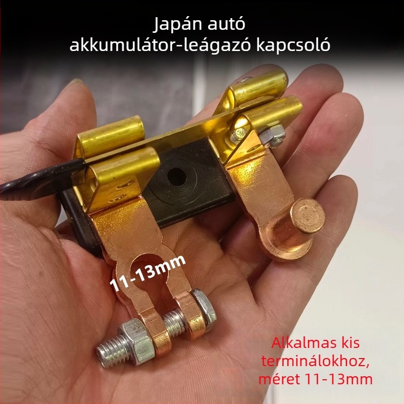 Japán stílusú autóakku-kikapcsoló kis fejjel, kis terminállal, szivárgás elleni védelemmel