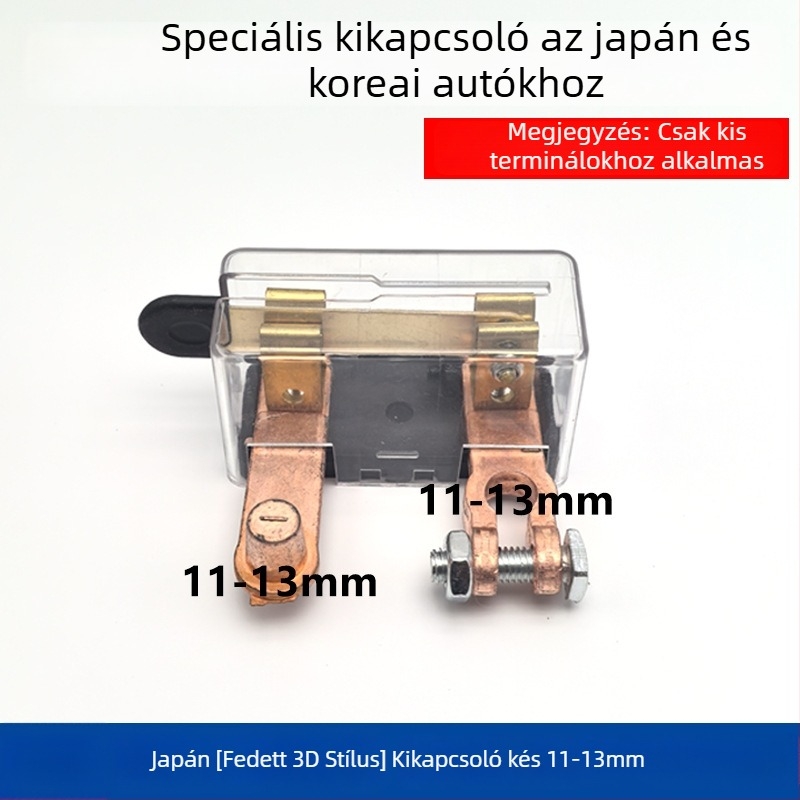 Japán stílusú autóakku-kikapcsoló kis fejjel, kis terminállal, szivárgás elleni védelemmel