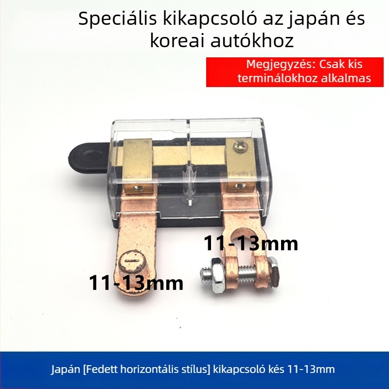 Japán stílusú autóakku-kikapcsoló kis fejjel, kis terminállal, szivárgás elleni védelemmel