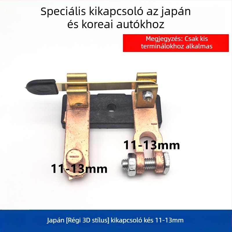 Japán stílusú autóakku-kikapcsoló kis fejjel, kis terminállal, szivárgás elleni védelemmel