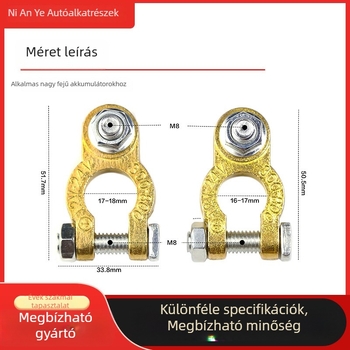 Autó akkumulátor terminál kapocs — tiszta réz, modell NAY-DS01, egycsavaros rögzítés, akkumulátorokhoz (Model NAY-DS01; Material: Pure Copper; Connection: Single-Screw; Scope: Battery; Licensable Private Label)