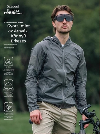 AA0150 Nylon kapucnis széldzseki UPF50+ UV védelem, légáteresztő, férfiak számára