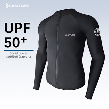 Férfi merülő Rash Guard split cipzárral, snorkelzéshez, nylon, gyorsan száradó, egyszínű mintázat