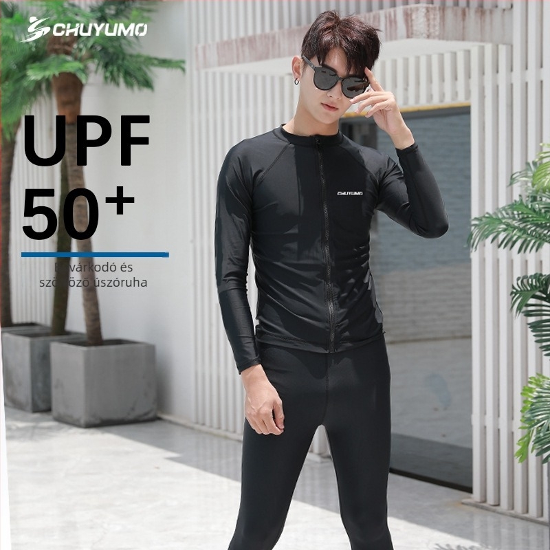Férfi merülő Rash Guard split cipzárral, snorkelzéshez, nylon, gyorsan száradó, egyszínű mintázat