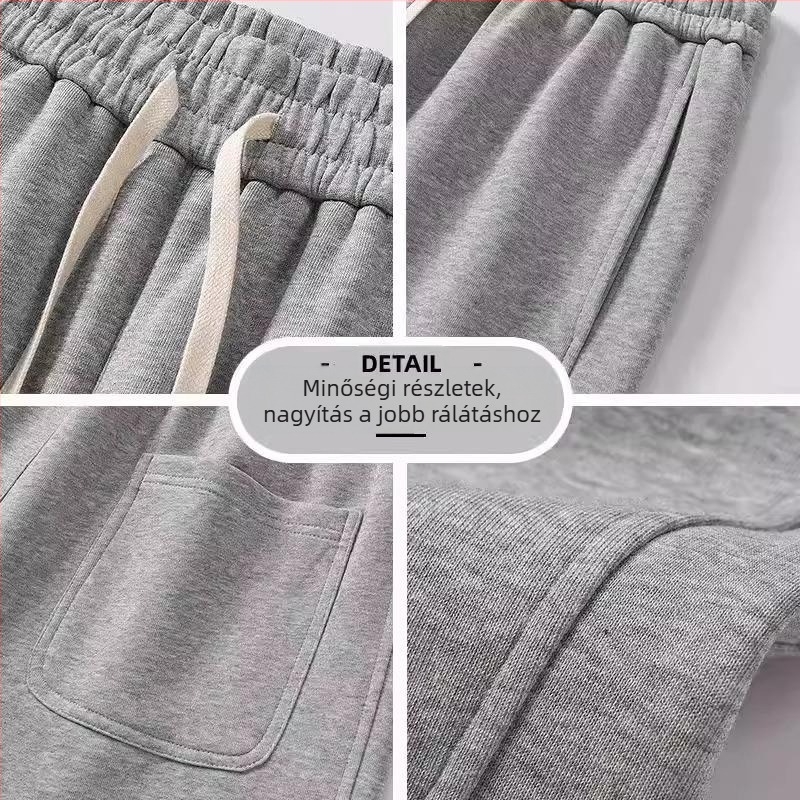 Férfi sportnadrág fleece béléssel, laza szabású fazon, magas derék, kötőzáras zárás, mikroelasztikusság