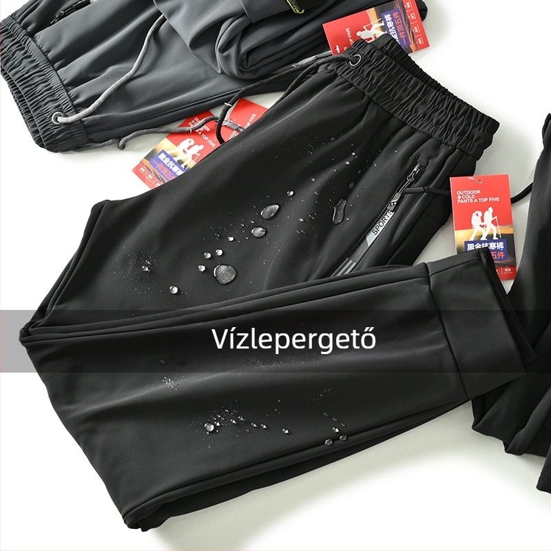 Férfi téli soft shell nadrág grafénnel, vízálló, szélálló, polár bélés, egyenes szabású