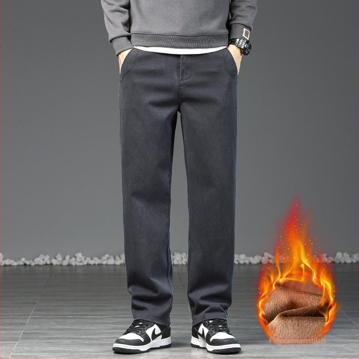 Férfi egyenes szabású nadrág fleece-béléssel, Lyocell anyagból | középmagasság, mikroelasztikusság, tél 2025