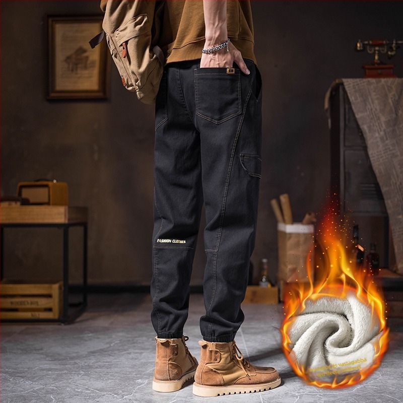 Férfi munkás nadrág japán workwear stílusban, keskeny szabás, középmagas derék, övvel, pamut