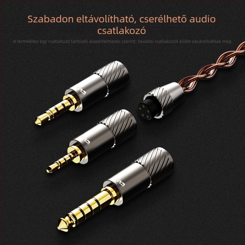 Cserélhető audio kábel fejhallgatóhoz, 4,4 mm kiegyensúlyozott / 3,5 mm szabvány, oxigénmentes réz vezeték, MMCX 0,78 mm csatlakozó, SGS tanúsítvány