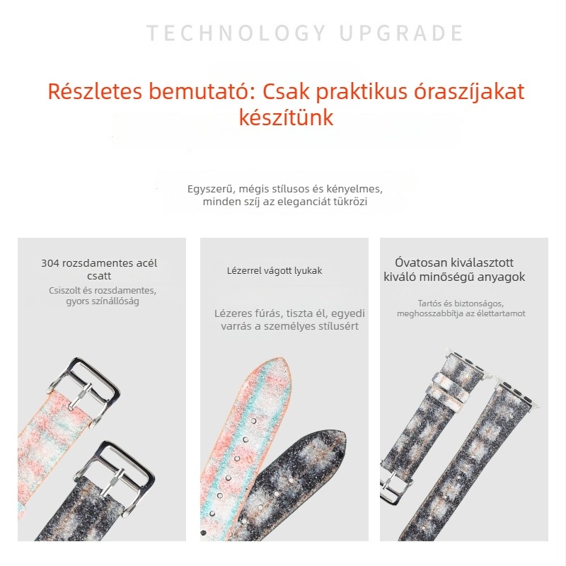 Golden Glow Bőr gyorskioldó csuklópánt Apple Watch, Samsung és Huawei számára — tűcsat