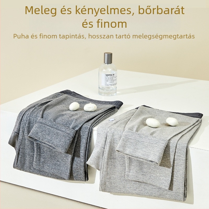 Férfi vékony lycra-pamut melegítő alsó, egyszínű, őszi–téli viseletre