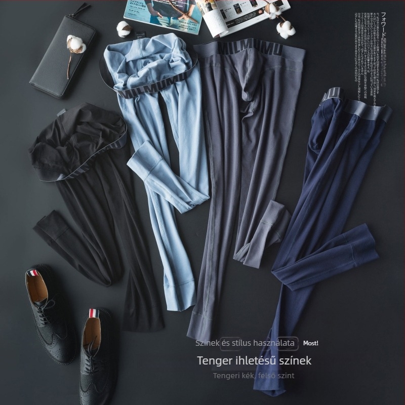 Férfi pamut termosz leggings őszre, cropped, karcsú szabás, 92% pamut, közepes vastagságú 181–200 g/m², egyrétegű