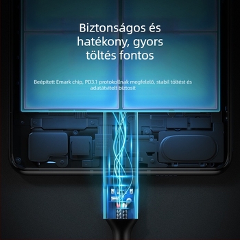 PD240W Type-C to Type-C töltőkábel chippel, kétoldalas laptopokhoz, hossz 0,5–3 m