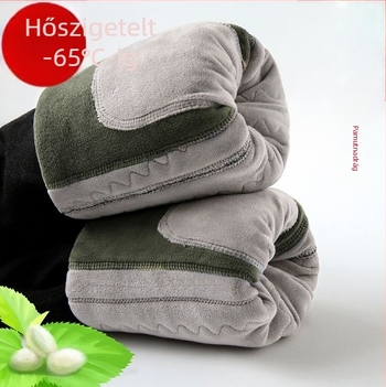 Férfi pamutnadrág fleece-béléssel, extra vastag, derek- és térdvédővel, meleg