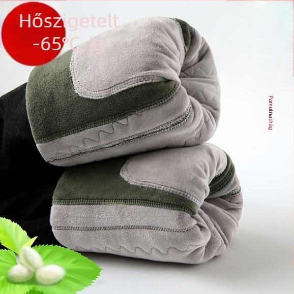 Férfi pamutnadrág fleece-béléssel, extra vastag, derek- és térdvédővel, meleg