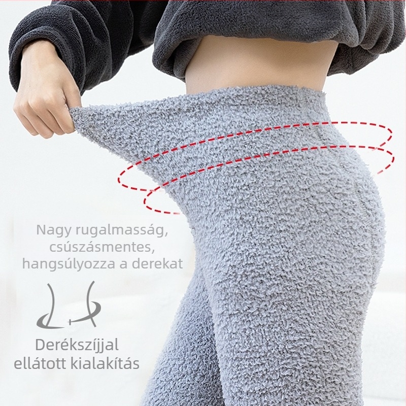 Téli vast korall-flízes pizsamanadrág otthonra, meleg és kényelmes, béléses, laza szabású, varrat nélküli, kismamáknak