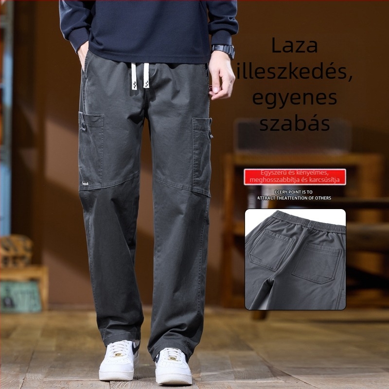 Férfiak számára szabadidőnadrág egyenes szabású, slim fit, őszi-téli 2025