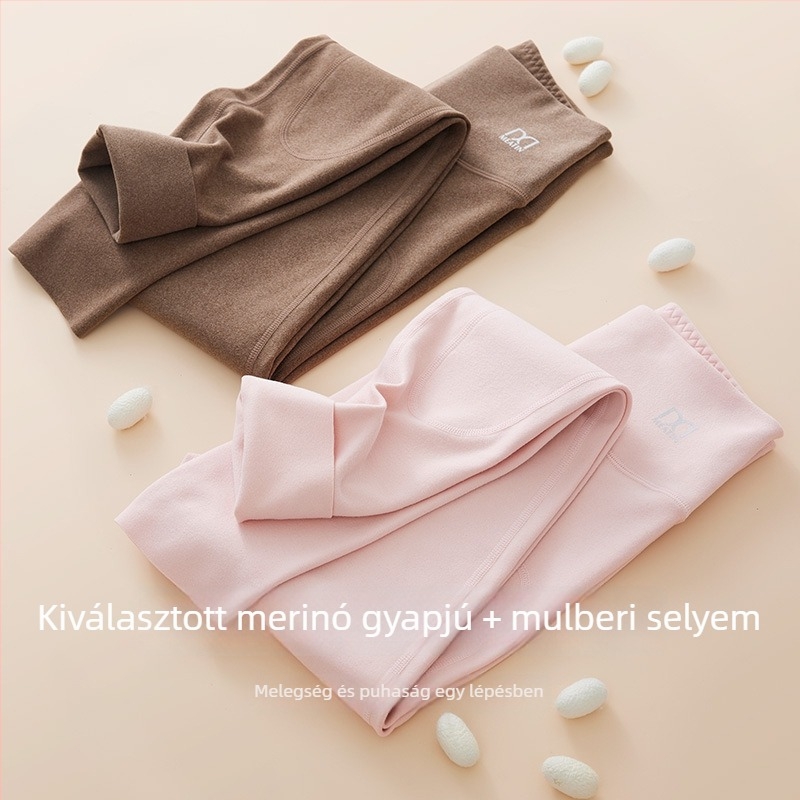 Női termikus nadrág térdvédővel, dupla rétegű poliészter, egyszínű, melegen tart