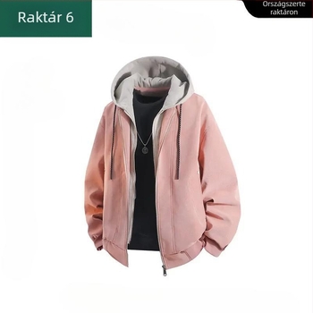 Férfiaknak tervezett kapucnis műbőr dzseki, amerikai stílus, őszi streetwear, oversize, casual