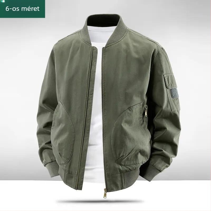 Férfi 100% pamut dzseki, retro stílusú, plusz méret, bomber fazon, baseball galléros és álló gallérral, tavasz-őszre.