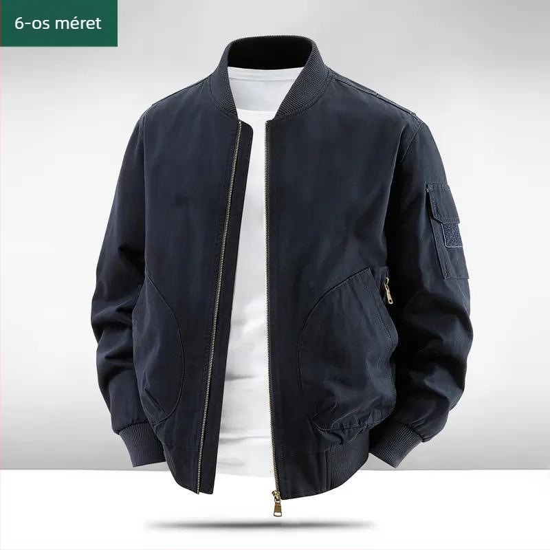 Férfi 100% pamut dzseki, retro stílusú, plusz méret, bomber fazon, baseball galléros és álló gallérral, tavasz-őszre.